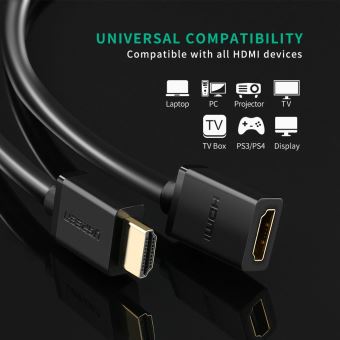 Rallonge HDMI Câble Extension Mâle vers Femelle Câble HDMI 4K 60Hz High  Speed Ethernet 18Gbps HDR 3D ARC - Câbles vidéo - Achat & prix | fnac