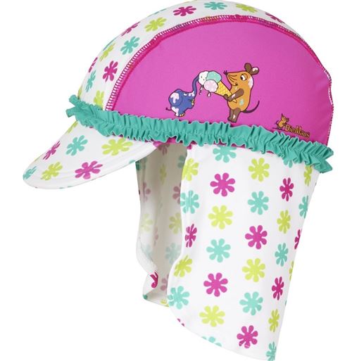 Playshoes bonnet de bain résistant aux UV 53 cm blanc/fuchsia