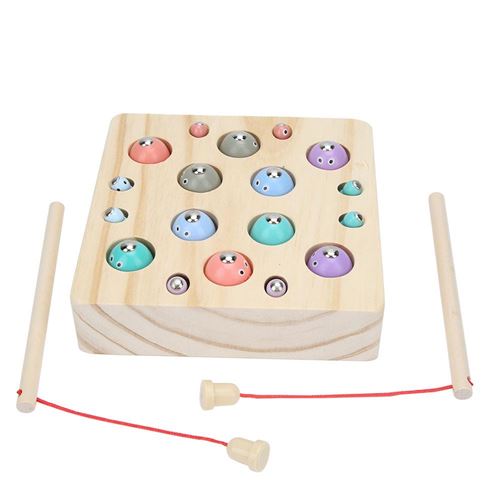Jeu de pêche magnétique en bois Jeu de pôles à poisson Enfants Jouets éducatifs (Jouet de pêche)