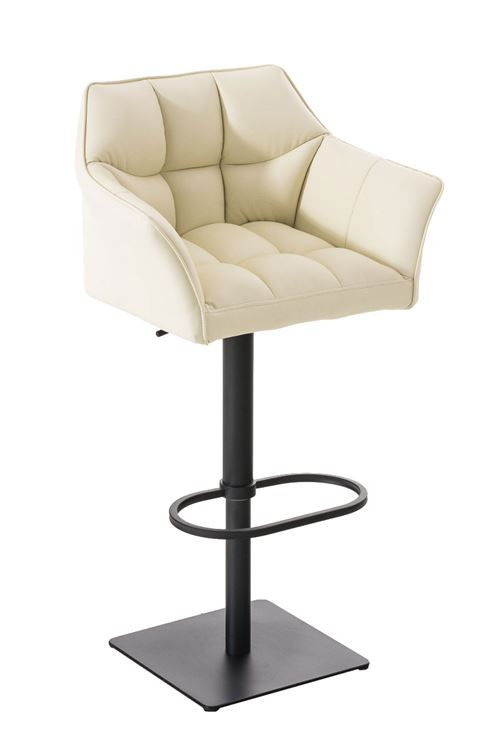 Tabouret de bar Damaso en similicuir - Piètement Tulipe Noir - Siège Crème