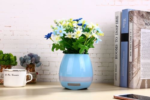 Pot de fleur musical Bluetooth Enceinte Bleu