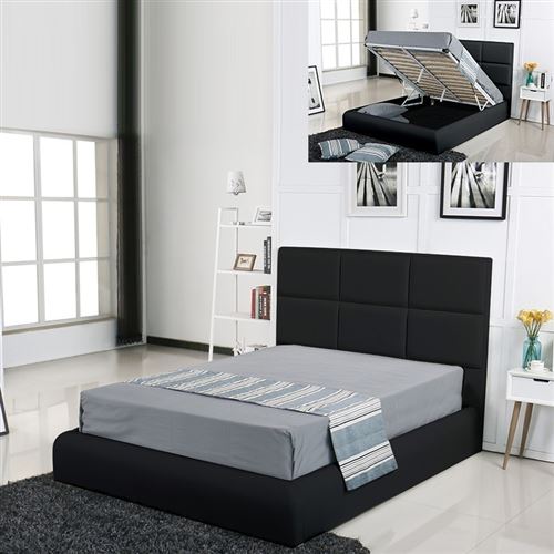 Lit coffre design Alves - Noir - 180x200
