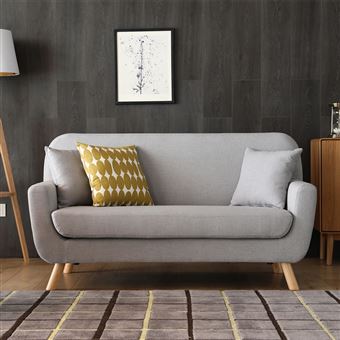 Lena 2p Gris Clair Canapé Scandinave 2 Places Gris Clair 2 Coussins
