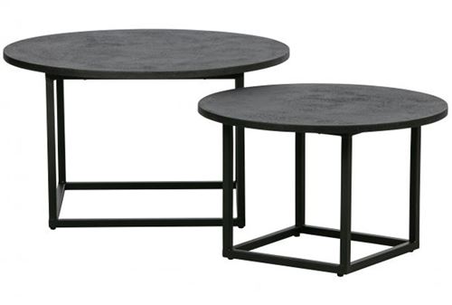 Lot de 2 tables d'appoint en métal coloris noir -PEGANE-
