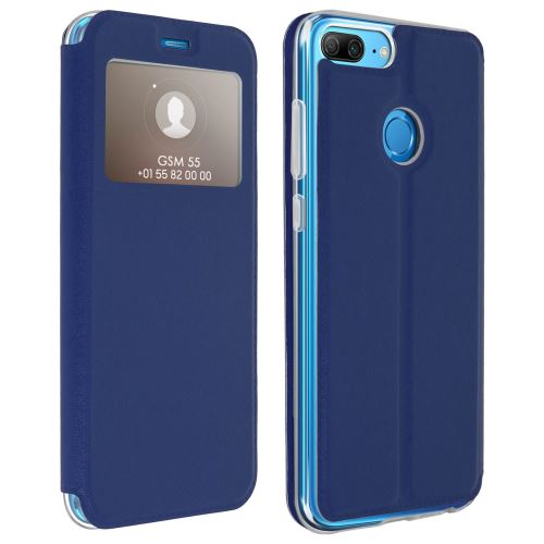 Housse honor 9 lite etui fenêtre clapet fente-carte coque silicone gel bleu