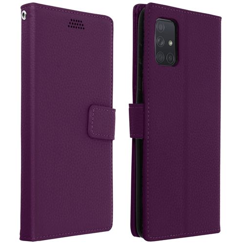 Housse pour Samsung Galaxy A71 avec Porte carte Support Vidéo et Dragonne violet