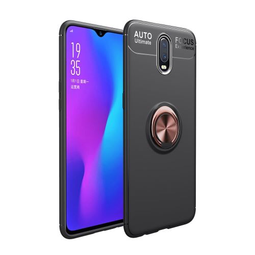 Coque en TPU béquille annulaire noir/rose or pour votre OnePlus 6T