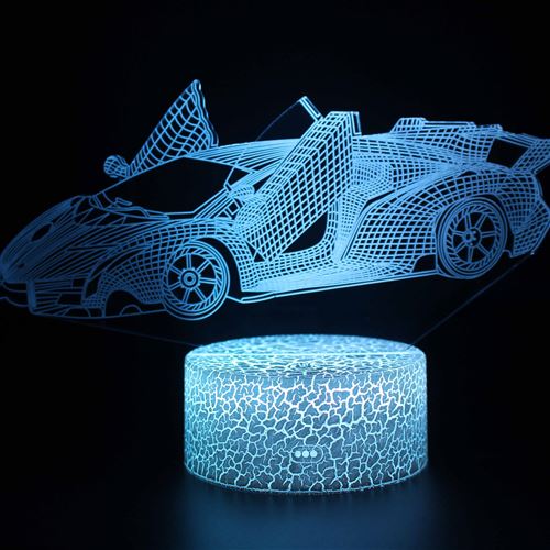 Stack Lampe 3D Tactile Veilleuses Enfant 7 Couleurs Avec Telecommande - Voiture #123
