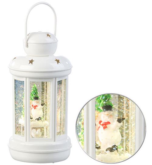 Lanterne LED sans fil à neige tourbillonnante et Bonhomme de Neige