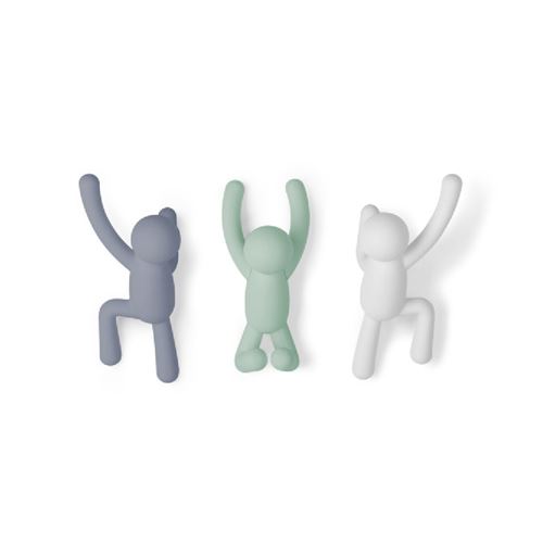 Umbra - Patère bonhomme Buddy (Lot de 3) Lilas - Menthe - Blanc