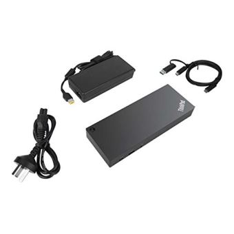 Lenovo ThinkPad Hybrid USB-C with USB-A Dock - Station d'accueil - USB-C - 2 x HDMI, 2 x DP - GigE - 135 Watt - pour Miix 520-12IKB; Tablet 10; ThinkPad E480; E580; L380; L380 Yoga; L470; L480; L580; P51s; P52s; T25; T470; T470p; T470s; T480; T480s; T570;