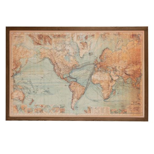 Tableau Carte du Monde "LED" 116x175cm Marron