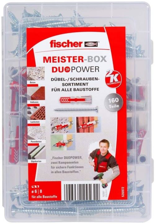 Fischer 535972 Meister-Box Dowel Set: 80 Dowels 80 screws durable box