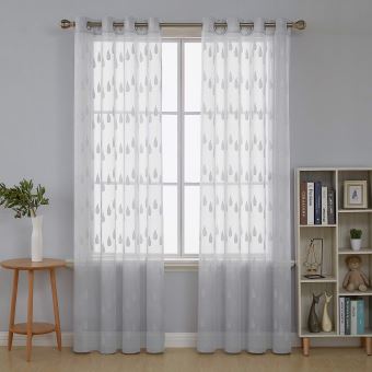 Deconovo Lot De 2 Voilage Transparent Jacquard Orne De Grandes