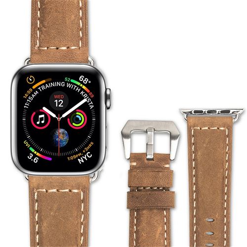 Bracelet en cuir véritable marron pour votre Apple Watch Series 4 40mm/Series 3/2/1 38mm