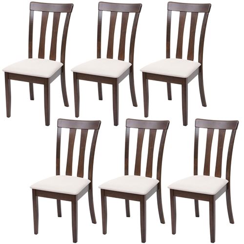 6x chaise de salle à manger MENDLER HWC-G46, tissu, en bois massif châssis foncé, beige