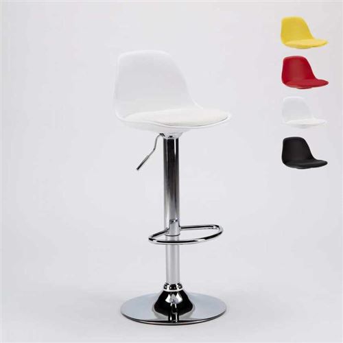 Tabouret haut bar et cuisine faux cuir Design New Orleans, Couleur: Blanc