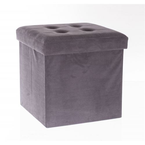Atmosphera Gris Pouf Coffre Pliant Lysandre Velours