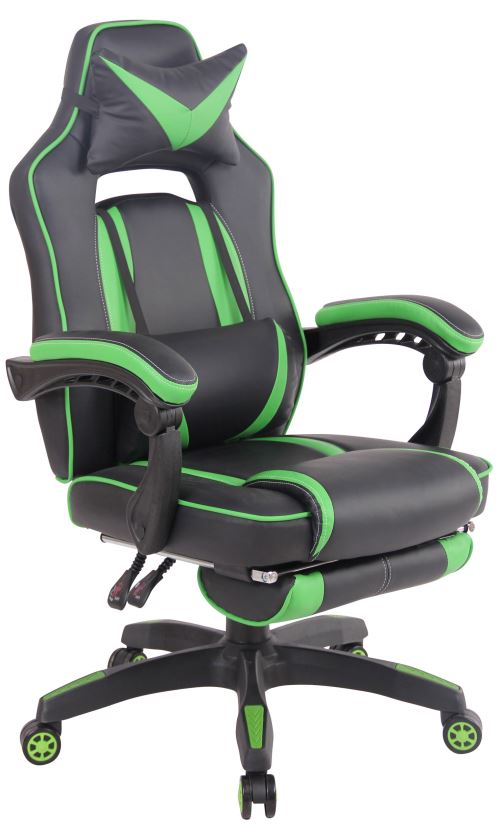 Fauteuil de bureau Heat en Similicuir - chaise de bureau inclinable, Hauteur réglable, Pivotante - Couleur Noir/Vert