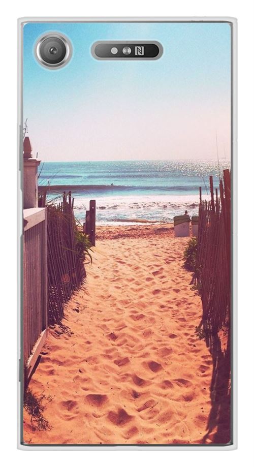 Coque en silicone imprimée compatible Sony Xperia XZ1 Chemin de plage