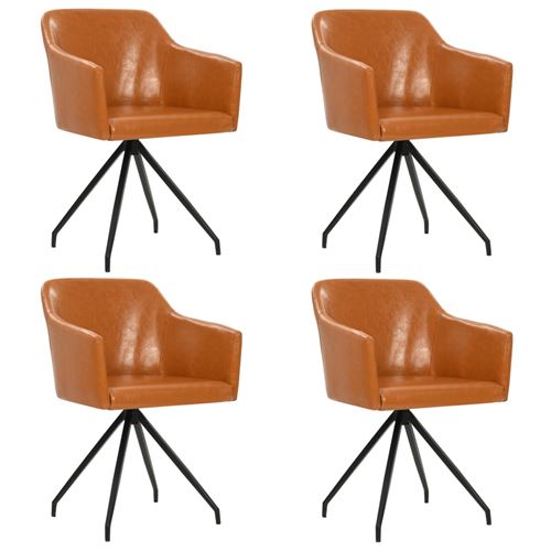 vidaXL Chaise pivotante de salle à manger 4 pcs Marron Similicuir