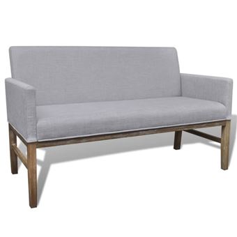 vidaXL Banc avec coussin rembourré Tissu Hévéa Gris clair - 1