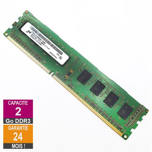 Barrette Mémoire 2Go Ram Ddr3 Micron Mt8Jtf25664Az-1G6M1 Dimm Pc3-12800U 1Rx8