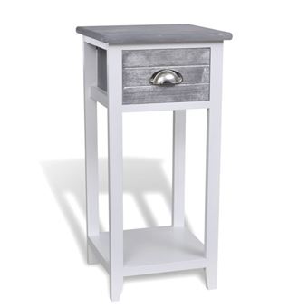 Vidaxl Table De Chevet Avec 1 Tiroir Gris Et Blanc Achat Prix