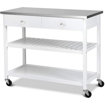 Table De Cuisine Avec Meuble De Rangement Meuble De Cuisine A Roulettes Table De Rangement Pour Cuisine Et Salon Avec 2 Tiroirs 2 Etageres 100 45 92cm Achat Prix Fnac