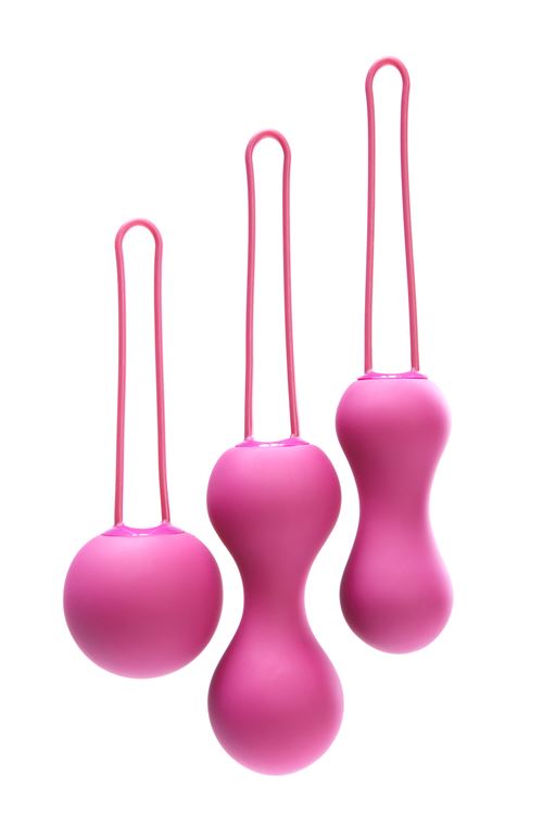 JE JOUE Ami - 3 Boules de Geisha aux Dimentions Différentes pour la Rééducation Périnéale, Sextoy en Silicone Hypoallergénique, Fuchsia