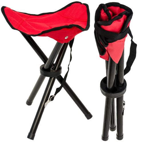 Tabouret Pliant pour camping pêche randonnée pique-nique Siege trépied facile à transporter Roug