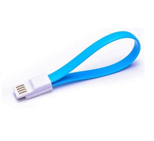 Mini Cable Aimante pour IPHONE X Chargeur Connecteur Lighting USB APPLE Magnet Porte-Clefs 25cm (BLEU)