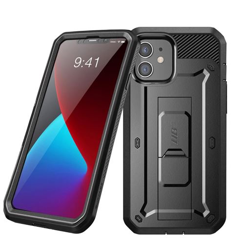  Coque pour iPhone 12 / 12 Pro Bi-mati&egrave;re Anti-chutes 1.2m Clip ceinture Unicorn Beetle Pro Supcase Noir 