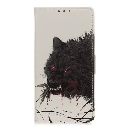 Etui en PU motif imprimé avec support loup sanglant pour votre Motorola P40 Power