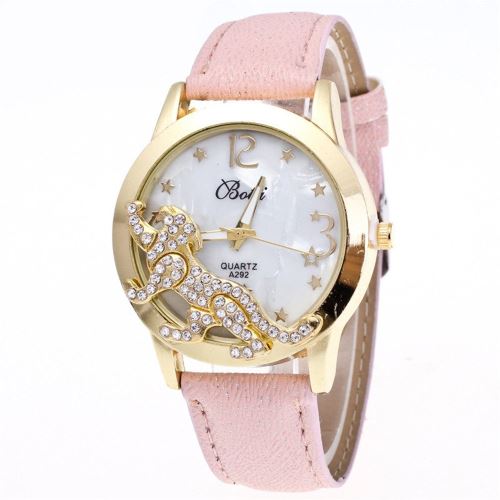 Montre femme étoile - Montre bracelet en quartz en acier inoxydable en quartz - rose
