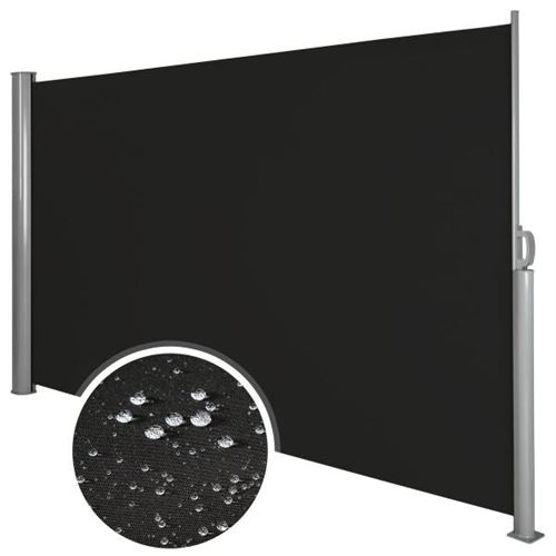 Auvent store latéral brise-vue abri soleil aluminium rétractable 180 x 300 cm noir