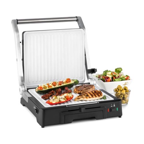 Klarstein Burgermeister 3 en 1 Barbecue de table / Grill de contact / Presse à panini - revêtement anti adhésif - 2000W - noir
