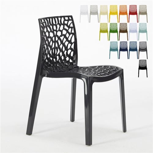 Grand Soleil - Chaise en polypropylène nid d'abeille cuisine bar café Gruvyer Grand Soleil, Couleur: Noir
