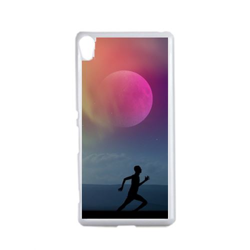 Coque Silhouette Joggeur Fitness Lune Compatible Sony Xperia X Transparent
