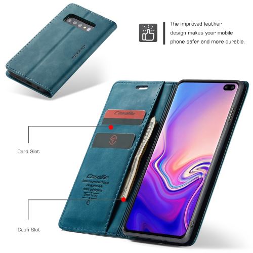 Etui en PU support auto-absorbé bleu pour votre Samsung Galaxy S10