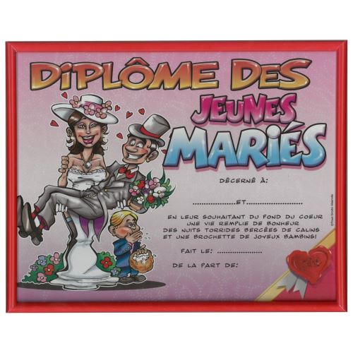 Cadre Diplôme des Jeunes Mariés