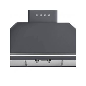 Smeg Victoria KT90GRE - Hotte - hotte décorative - largeur : 89.5 cm - profondeur : 53 cm - extraction et recirculation (avec kit de recirculation supplémentaire) - Gris ardoise
