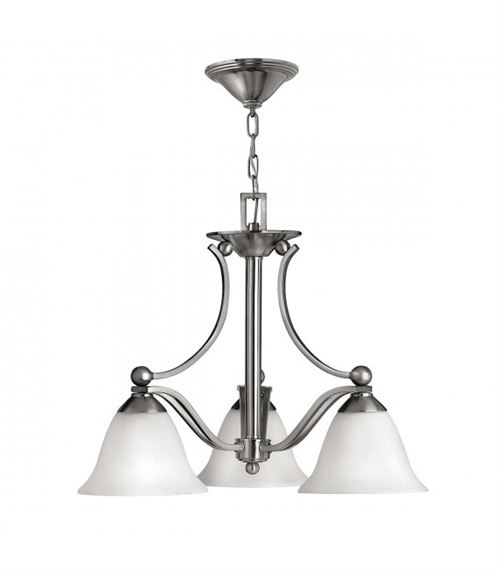 Suspension Bolla, nickel brossé et verre, 3 ampoules