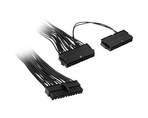 ohne hersteller dual-netzteil-adapter 24-pin, schwarz, 15cm noir