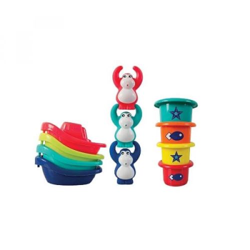 LUDI Coffret de bain: bateaux multicolores et petits singes acrobates 40028