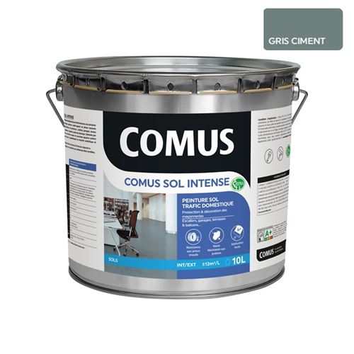 Comus Sol Intense Gris Ciment 10l Peinture Sols Intérieurs Et Extérieurs, Trafic Intense/professionnel