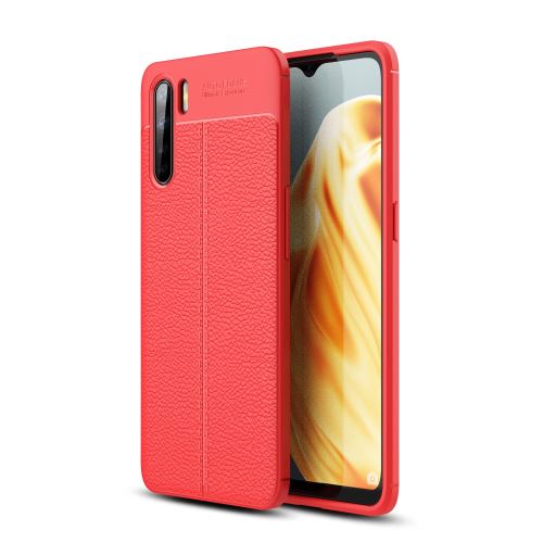Coque en TPU litchi souple rouge pour votre Oppo A91