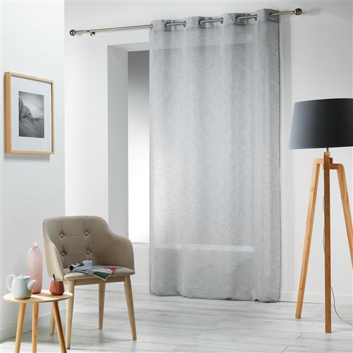 Panneau a oeillets 140 x 280 cm voile tisse carlin Gris
