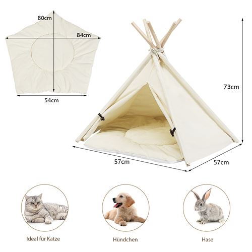 Tente Tipi Giantex Pour Animaux Domestiques Avec Coussin 84cm Amovible Et Lavable Pour Chien Chat Lapin Interieur Ou Exterieur Tente Tipi Giantex Pour Animaux Domestiques Avec Coussin 84cm Amovible Et Lavable Pour Chien Chat Lapin Interieur Ou Exterieur
