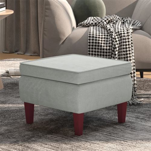 Vidaxl Gris/Clair Tabouret Avec Pieds En Bois Velours - Image 2